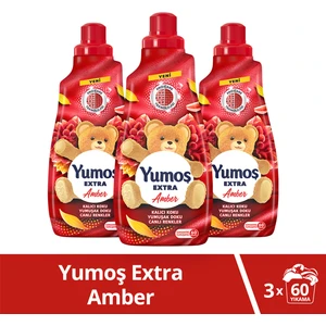 Extra Konsantre Çamaşır Yumuşatıcısı Renkliler Için Amber 60 Yıkama 1440 ml X3 Adet
