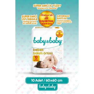 Baby & Baby Kaydırmaz Bantlı Bebek Bakım Örtüsü 10 Kullanım 60 x 60 cm