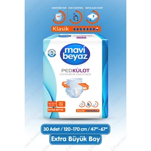 Mavi Beyaz Ped Emici Külot Hasta Bezi X-Large Extra Büyük 30 Adet