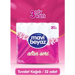 Mavi Beyaz Üç Kat Tuvalet Kağıdı 3 Katlı  32'li