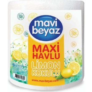 Mavi Beyaz Limonlu Dev Havlu