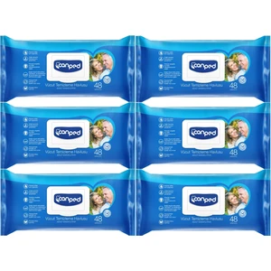 Hasta Vücut Perine Temizleme Islak Mendil Havlu 48 Yaprak Xl (6 Lı Set) Plastik Kapaklı