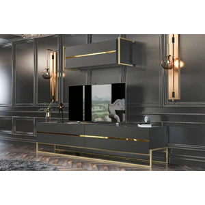 Lyones Tv Ünitesi Antrasit Altın 180 cm