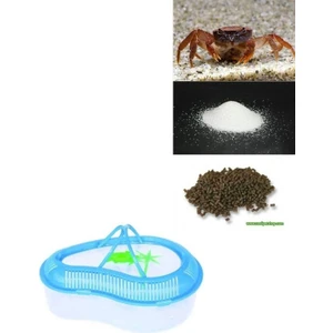 Canlı Petshop Tatlısu Yengeci ve Teraryumu Yaşam Alanı (Teraryum+Kum+Yem+Yengeç) Komple Set 