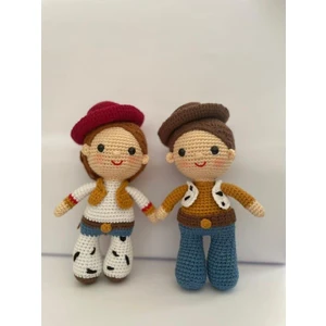 Oyuncak Park Maskot Toy Story Woody ve Jessie Amigurumi Organik Oyuncak