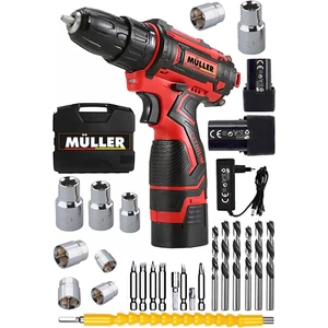 Germany Ex-Torq 58 V 6 Ah Otomatik Korumalı Metal Şanzuman Çift Akülü Şarjlı Matkap 27 Parça Set
