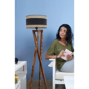 Maçka Yanık Lambader Silindir 03 Rattan Abajurlu
