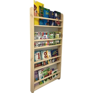 Nefes Design Ahşap Montessori Eğitici Çocuk Odası Kitaplık Rafı Duvara Monte 4 Bölmeli