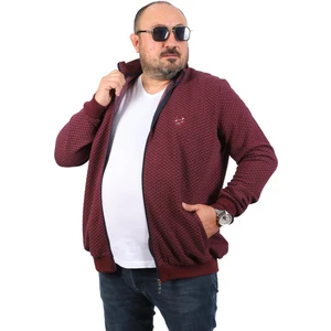 Büyük Beden Fermuarlı Hırka Impact 22716-BORDO