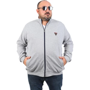 Büyük Beden Hırka Fermuarlı Approval 22723-GRI Melanj