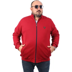 Moc Grande  Büyük Beden Hırka Fermuarlı Approval 22723-BORDO