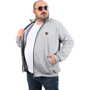 Moc Grande  Büyük Beden Hırka Fermuarlı Approval 22723-GRI Melanj