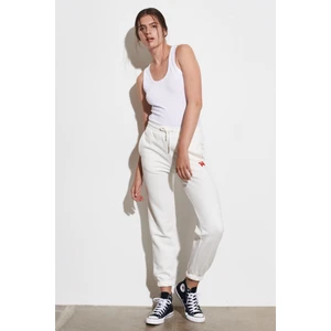 Regular Fit Normal Kesim %100 Pamuk Kırık Beyaz Jogger Eşofman Altı