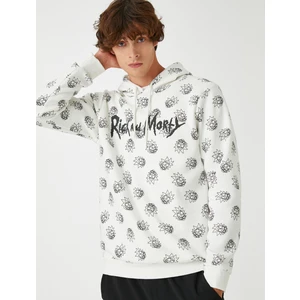 Rick and Morty Kapşonlu Sweatshirt Şardonlu Lisanslı Baskılı