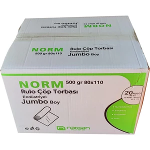 Endüstriyel Jumbo Çöp Torbası Poşeti - 2 Kat - Siyah - 500 gr. - 80 x 110 Cm. / Koli
