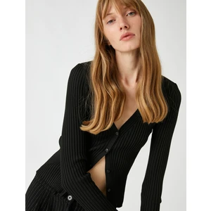 Düğmeli V Yaka Hırka