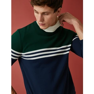 Bisiklet Yaka Kazak Renk Bloklu