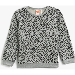 Leopar Desenli Sweatshirt Bisiklet Yaka