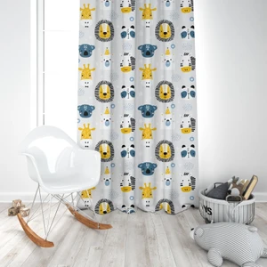 Safari Aslan, Gri, Ithal Kumaş, Çocuk ve Bebek Odası Fon Perde - 1 Kanat