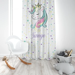 Prenses, Unicorn, Ithal Kumaş, Çocuk ve Bebek Odası Fon Perde - 1 Kanat