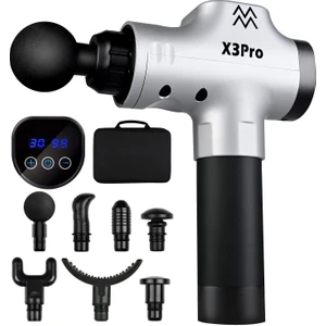 Kraft Hart X3PRO Masaj Tabancası 24V Spor 30 Hız Vurmalı Süper Sessiz Fırçasız Motor,gümüş