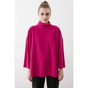 Düşük Kol Yakalı Yanlar Yırtmaçlı Örme Oversize Bluz