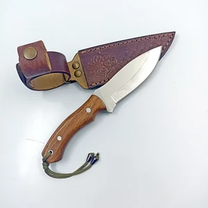 Kök Ceviz Kabzeli Paslanmaz Çelikten Bushcraft Kamp Bıçağı , Av Bıçağı , Doğa ve Günlük Kullanım Bıçağı