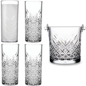 Mesa Timeless Serisi Rakı Bardağı - Buz Kovası Takımı (420326 x 4 - 530068 x 1)