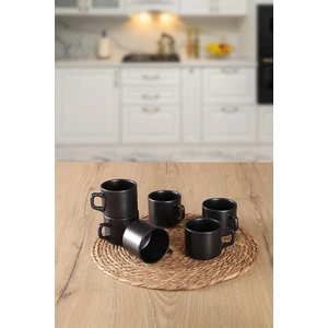 Mat Siyah 6 Adet 8 cm Stackable Fincan Seti