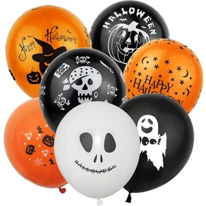 Çıtı Pıtı Store Cadılar Bayramı Balon Kiti Siyah Beyaz Turuncu Lateks Balon ile Kafatası Hayalet Korsan Baskı Iç 15 Adet