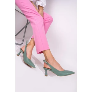 Mint Yeşili Arkadan Fiyonklu Topuklu Stiletto Ayakkabı - Minipony