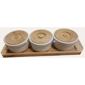 Aldın Aldın 3lü Ahşap Standlı Seramik Baharatlık