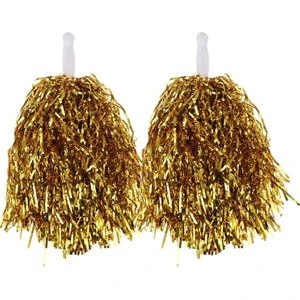 1 Çift ( 2 Adet ) 25 cm Parlak Altın Renk 23 Nisan Gösteri Ponponu 30 gr