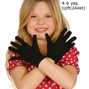 1 Çift Siyah Renk 23 Nisan-29 Ekim Likralı Çocuk Gösteri Eldiveni 4-6 Yaş