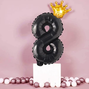 Patladı Gitti Sekiz Siyah Folyo ve Kral Tacı Parti Kutlama Seti