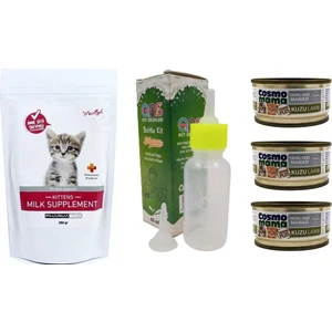 Yavru Kedi Süt Tozu + Biberon 60 Ml Biberon +  3 Adet 85 Gr Konserve