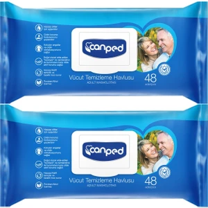 Hasta Vücut Perine Temizleme Islak Mendil Havlu 48 Yaprak Xl (2 Li Set) Plastik Kapaklı