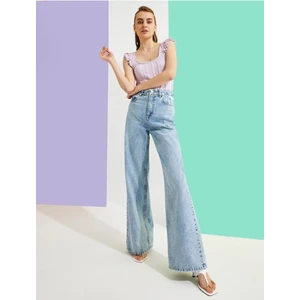 Alandra Kar Yıkama Bol Paça Denim Kot Pantolon (Geniş Model)