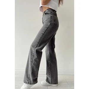 Kadın Nolan Füme Salaş Likralı Kot Pantolon -Bol Kot Pantolon