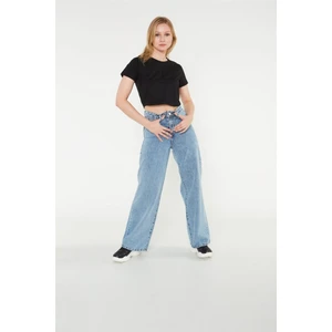 Kadın Kar Yıkama Bol Paça Wide Leg Jeans  Salaş Geniş Paça Kot Pantolon  (Süper Yüksek Bel)