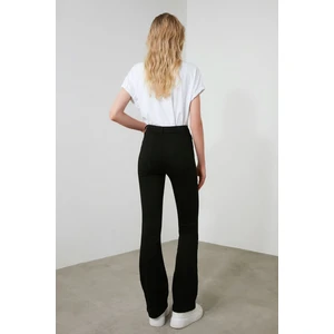 Siyah Yüksek Bel Flare Jeans Renk Solmayan Ispanyol Paça Kot Pantolon