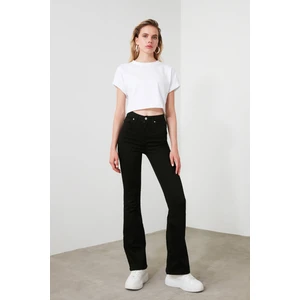 Solmayan Siyah Flare Jeans Ispanyol Paça Kot Pantolon