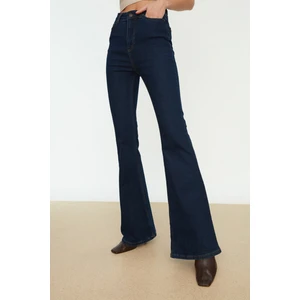 Ramrod Koyu Mavi Yüksek Bel Flare  Jeans Ispanyol Paça Kot Pantolon