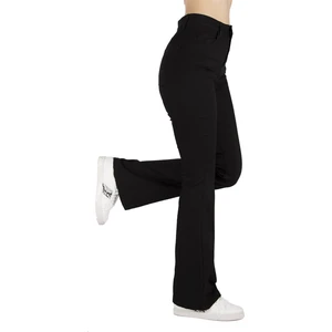 Özel Tasarım Siyah Yüksek Bel Ispanyol Paça Toparlayıcı Pantolon