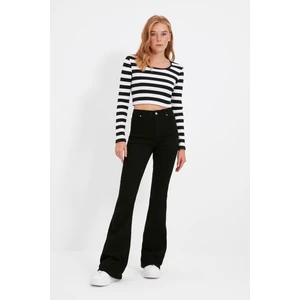 Siyah Yüksek Bel Ispanyol Paça Toparlayıcı Pantolon