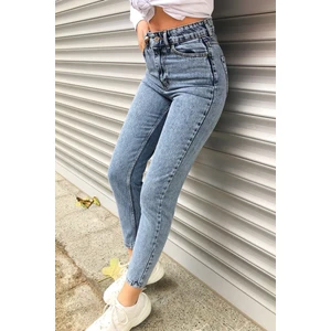 Özel Tasarım  Yüksek Bel Likralı Boyfriend  Denim Kot Pantolon ()