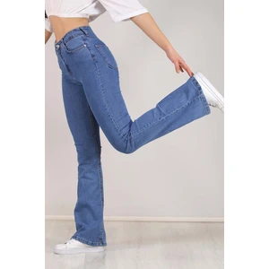 Orta Mavi Indila Yüksek Bel Flare  Jeans