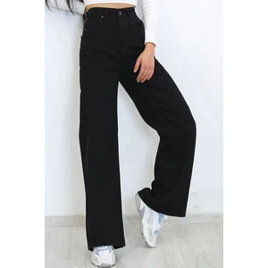 Love Solmayan Siyah Likralı  Salaş Jean - Süper Yüksek Bel Bol Paça Kot Pantolon (Süper Yüksek)
