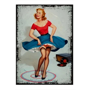 Jartiyer Çoraplı Pin Up Kızı Hediyelik Mdf Tablo