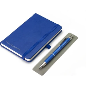 Hediye Shop Kişiye Özel Logolu Deri Lastikli Defter Kalem Seti